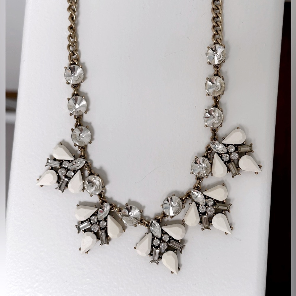 J. Crew - White Stones with Crystals - Statement Necklace